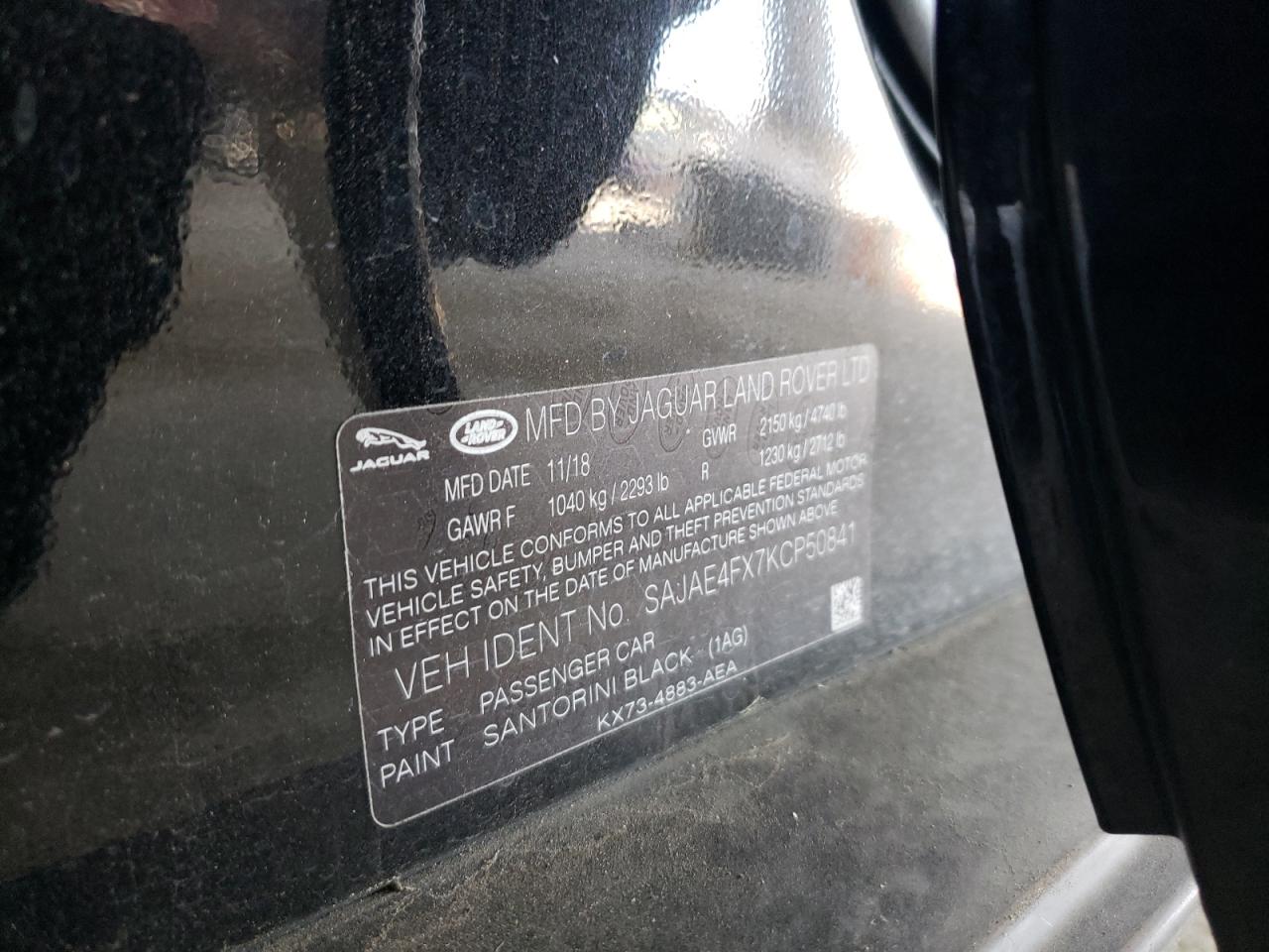 2019 Jaguar XE VIN SAJAE4FX7KCP50841 Copart auction photo, side damage thumbnail 12