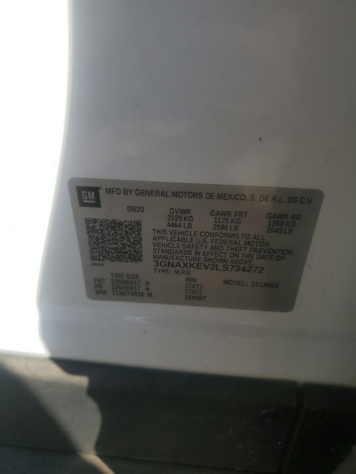 2020 Chevrolet Equinox VIN 3GNAXKEV2LS734272 Copart auction photo, front end / minor dent/scratches damage thumbnail 13