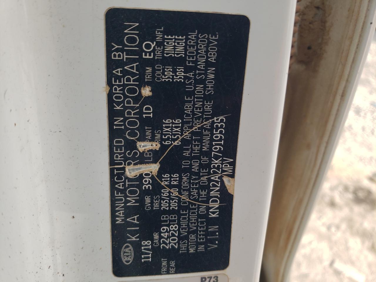2019 KIA Soul VIN KNDJN2A23K7919535 Copart auction photo, undercarriage damage thumbnail 12