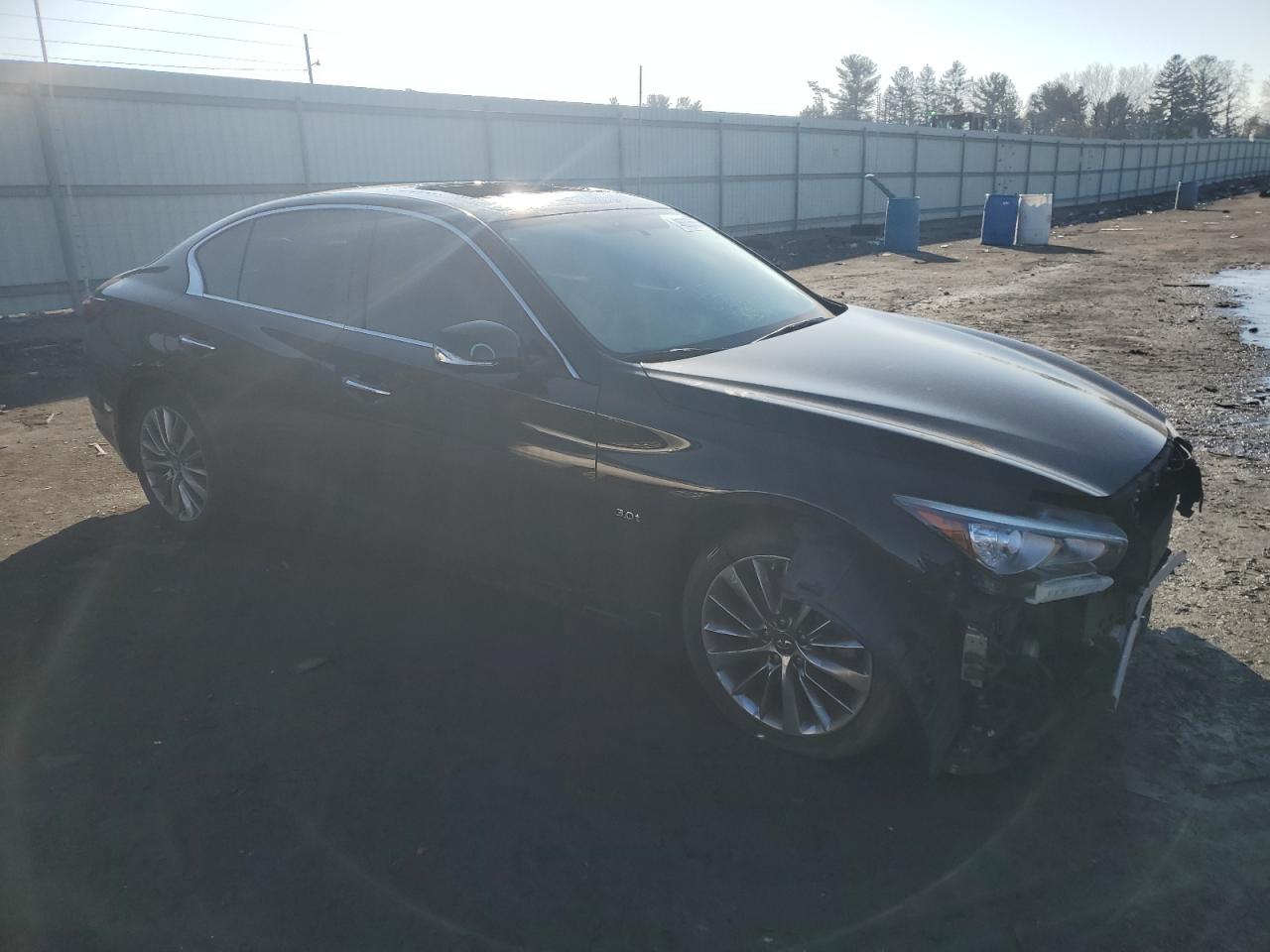 2018 Infiniti Q50 VIN JN1EV7AR9JM437635 Copart auction photo, front end / top/roof damage thumbnail 4