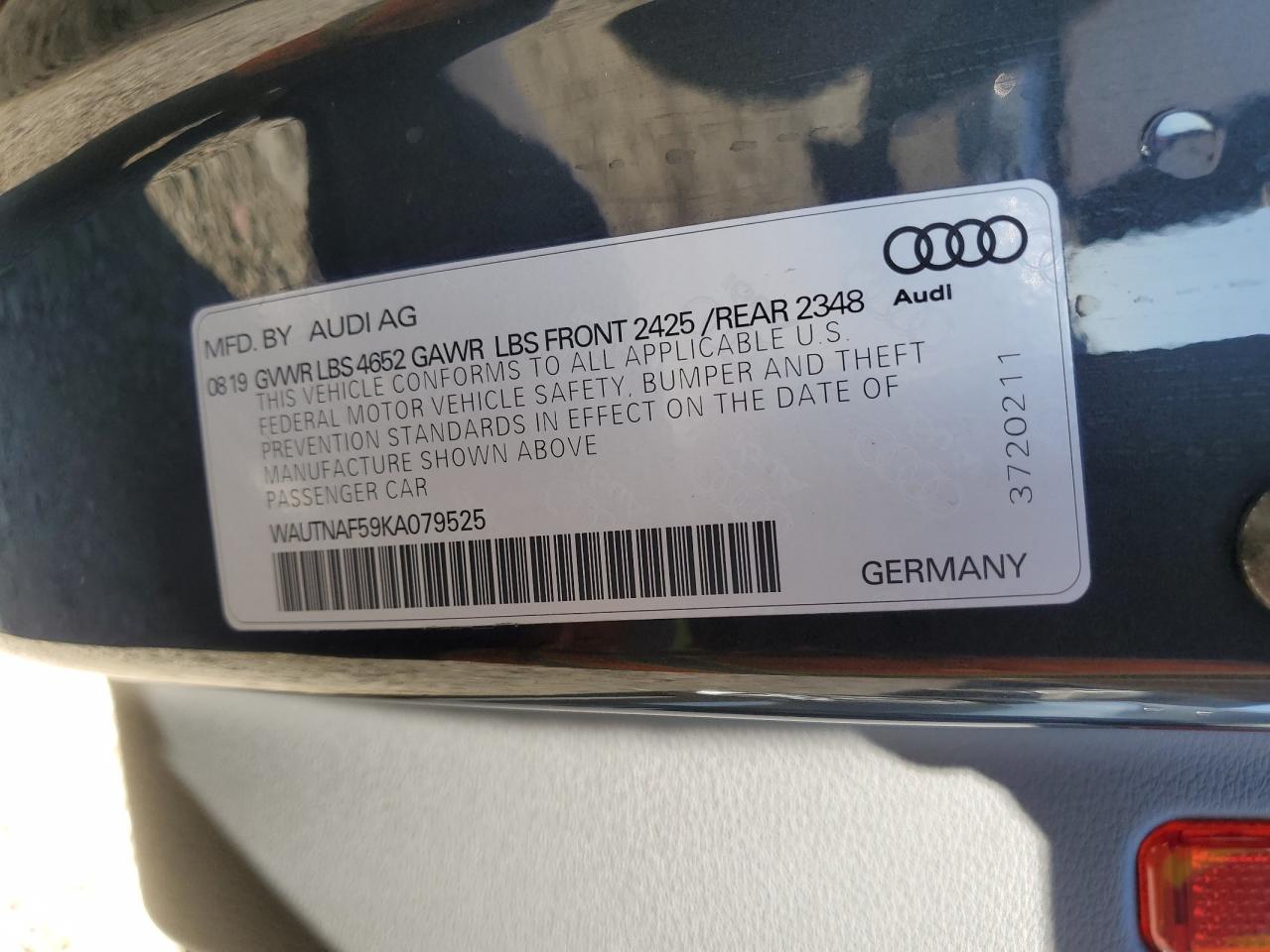 2019 Audi A5 VIN WAUTNAF59KA079525 Copart auction photo, front end damage thumbnail 12