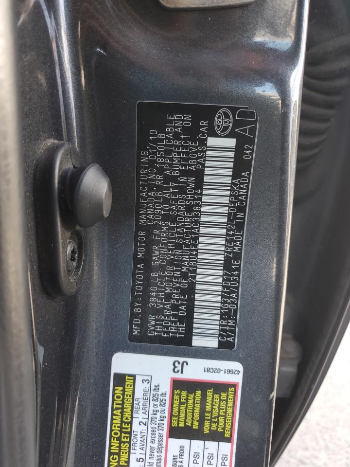 2010 Toyota Corolla VIN 2T1BU4EE1AC338314 Copart auction photo, front end damage thumbnail 14