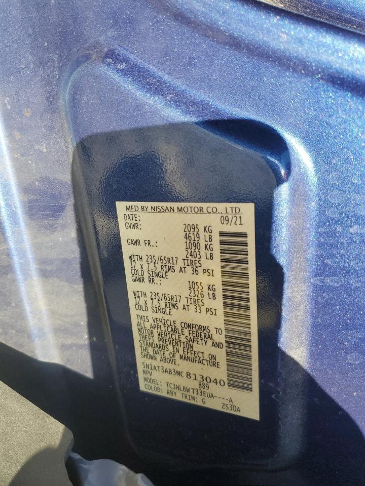 2021 Nissan Rogue VIN 5N1AT3AB3MC813040 Copart auction photo, rear end damage thumbnail 16