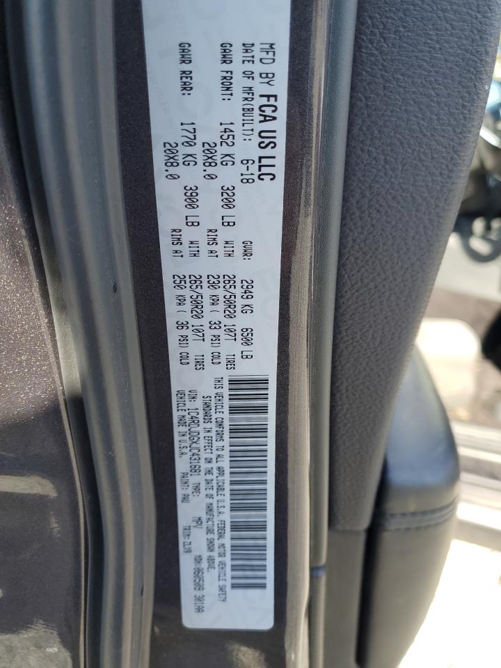 2018 Dodge Durango VIN 1C4RDJDGXJC431681 Copart auction photo, rear end damage thumbnail 12