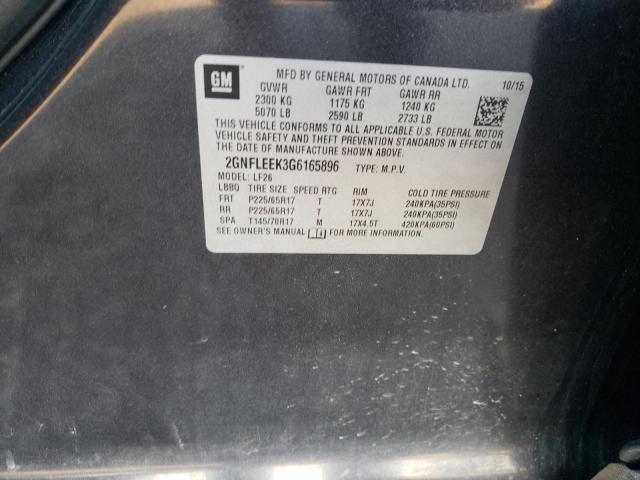 2016 Chevrolet Equinox VIN 2GNFLEEK3G6165896 Copart auction photo, side damage thumbnail 12