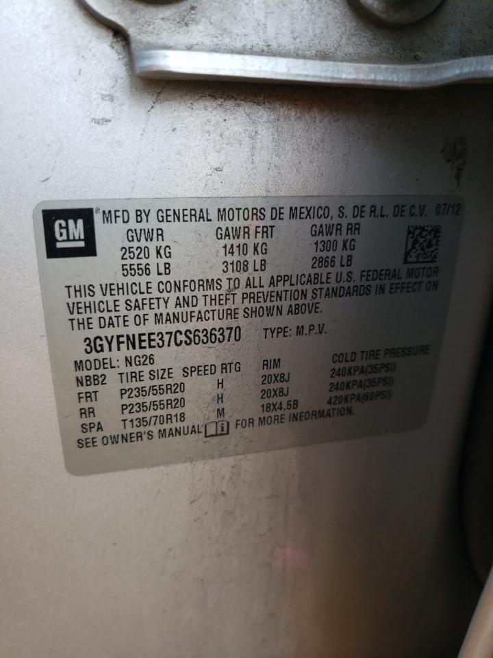 2012 Cadillac SRX VIN 3GYFNEE37CS636370 Copart auction photo, side damage thumbnail 15