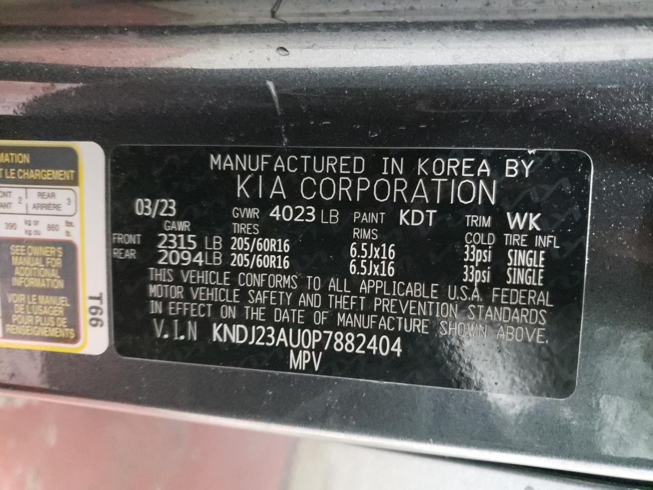 2023 KIA Soul VIN KNDJ23AU0P7882404 Copart auction photo, rear end / mechanical damage thumbnail 13