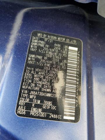 2021 Nissan Rogue VIN JN8AT3BA5MW023462 Copart auction photo, rear end / front end damage thumbnail 12