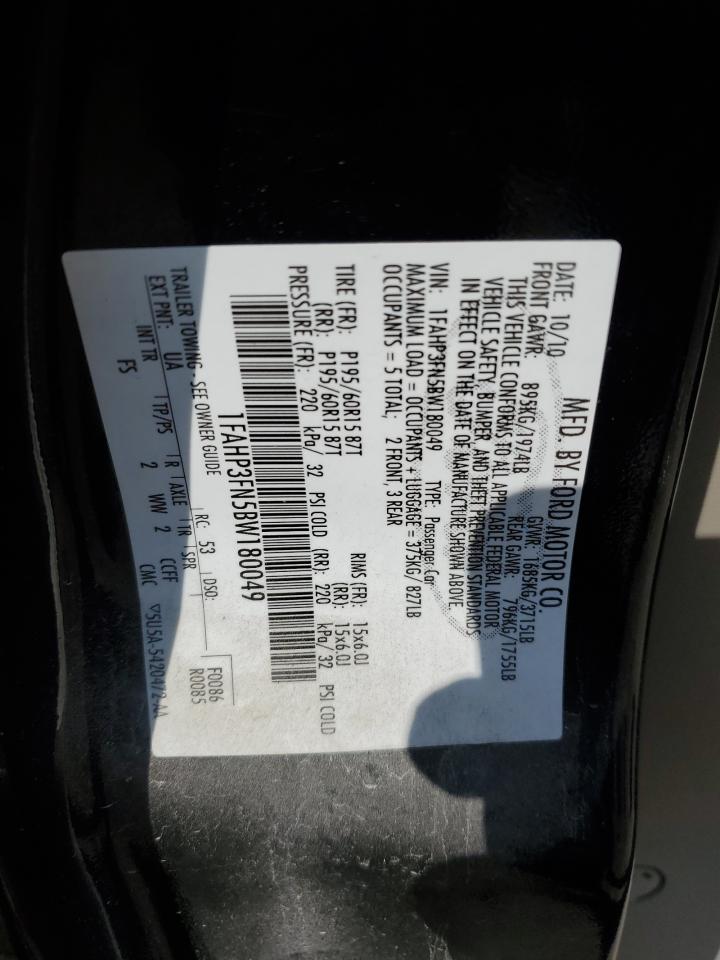 2011 Ford Focus VIN 1FAHP3FN5BW180049 Copart auction photo, side damage thumbnail 12