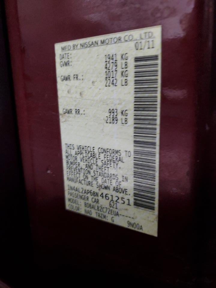 2011 Nissan Altima VIN 1N4AL2AP6BN461251 Copart auction photo, minor dent/scratches damage thumbnail 12