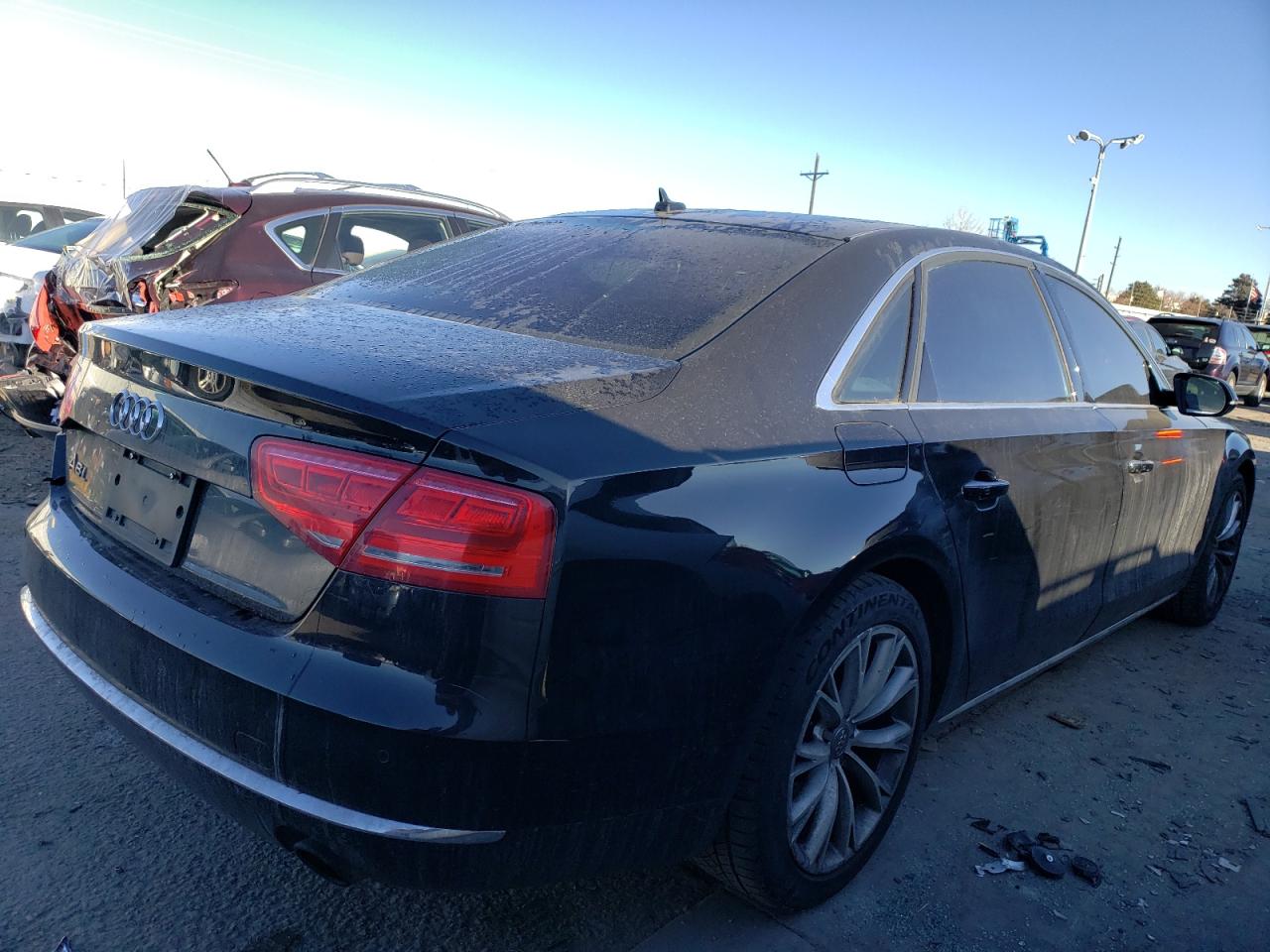 2013 Audi A8 VIN WAURGAFD2DN008190 Copart auction photo, rear end / minor dent/scratches damage thumbnail 3