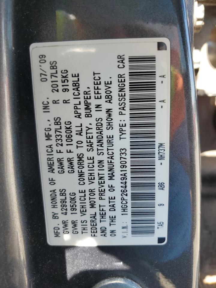 2009 Honda Accord VIN 1HGCP26449A190733 Copart auction photo, all over / mechanical damage thumbnail 13