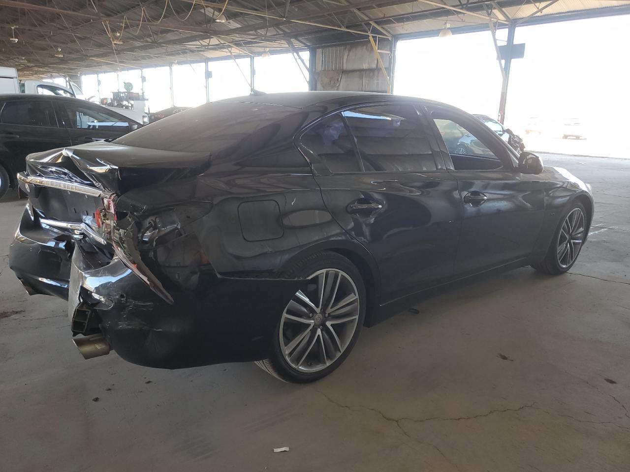 2015 Infiniti Q50 VIN JN1BV7AP9FM330111 Copart auction photo, rear end damage thumbnail 3