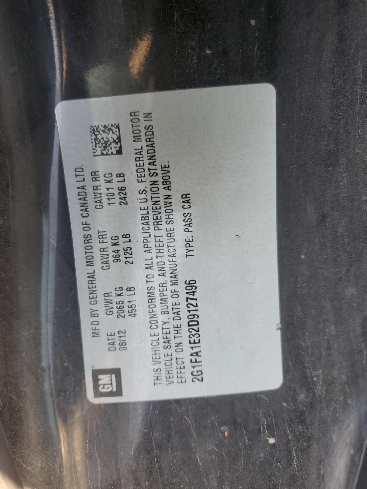 2013 Chevrolet Camaro VIN 2G1FA1E32D9127496 Copart auction photo, side damage thumbnail 12