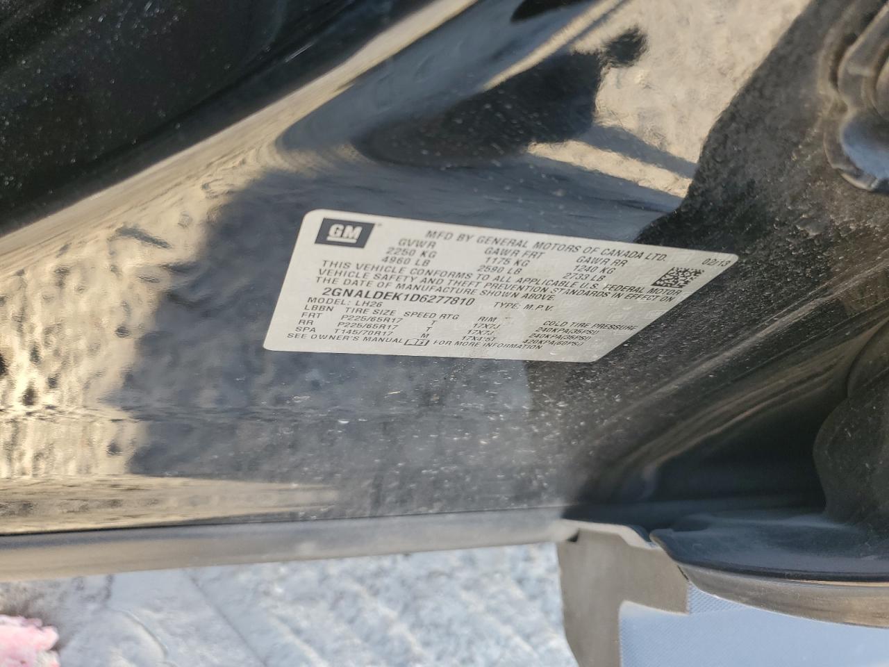 2013 Chevrolet Equinox VIN 2GNALDEK1D6277810 Copart auction photo, front end damage thumbnail 15