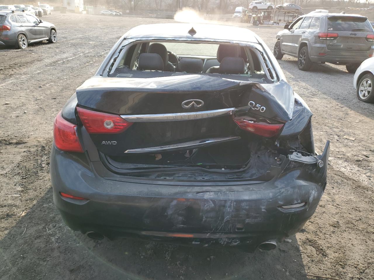 2014 Infiniti Q50 VIN JN1BV7AR5EM695188 Copart auction photo, rear end / minor dent/scratches damage thumbnail 6