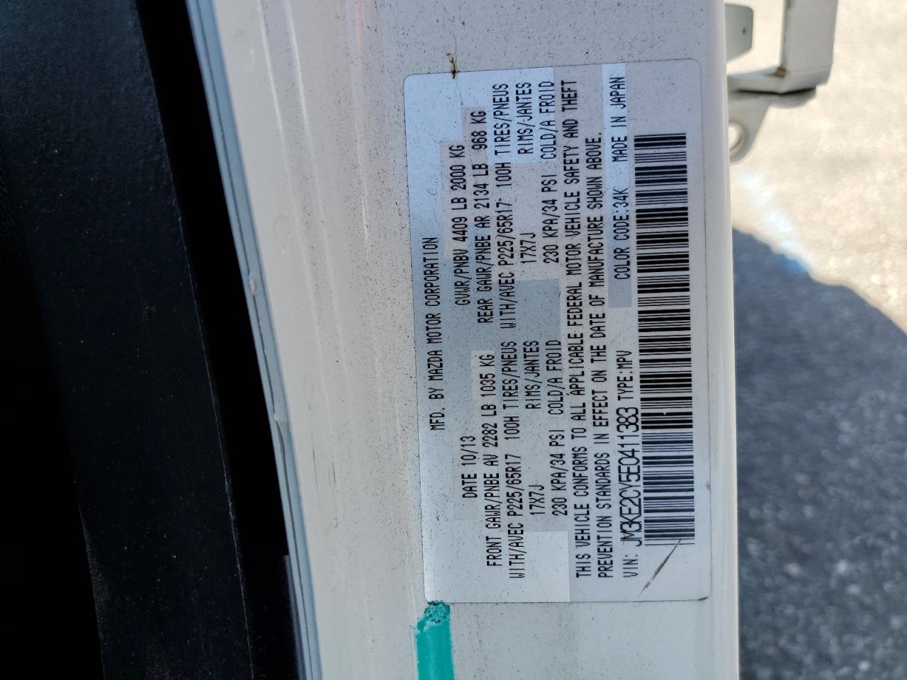 2014 Mazda CX-5 VIN JM3KE2CY5E0411383 Copart auction photo, all over damage thumbnail 16