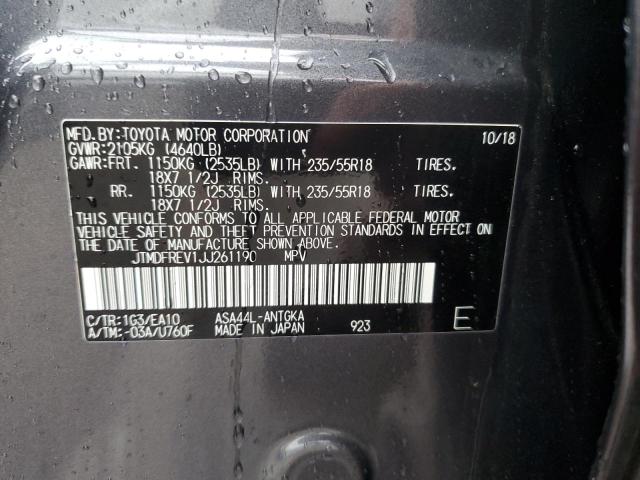 2018 Toyota RAV 4 VIN JTMDFREV1JJ261190 Copart auction photo, front end / rear end damage thumbnail 12