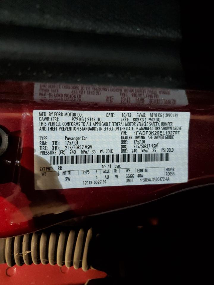 2014 Ford Focus VIN 1FADP3K20EL192707 Copart auction photo, all over / undercarriage damage thumbnail 14