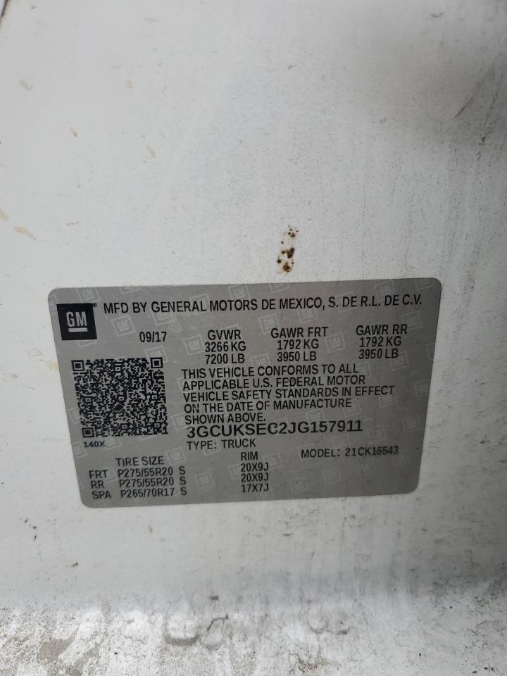 2018 Chevrolet Silverado VIN 3GCUKSEC2JG157911 Copart auction photo, rear end damage thumbnail 12
