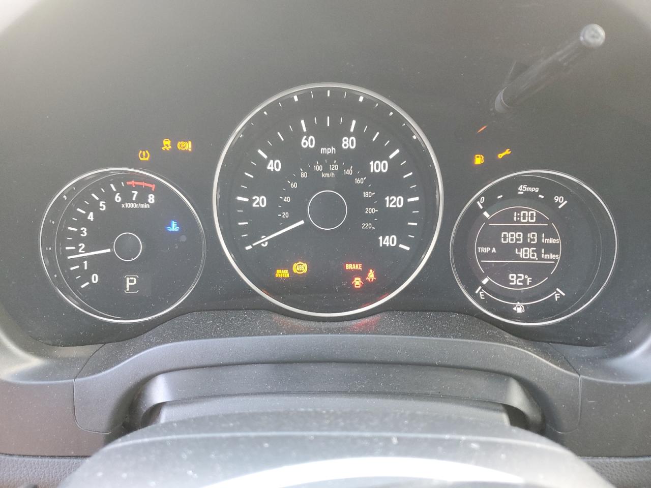 2016 Honda HR-V VIN 3CZRU6H58GM760080 Copart auction photo, front end / side damage thumbnail 9