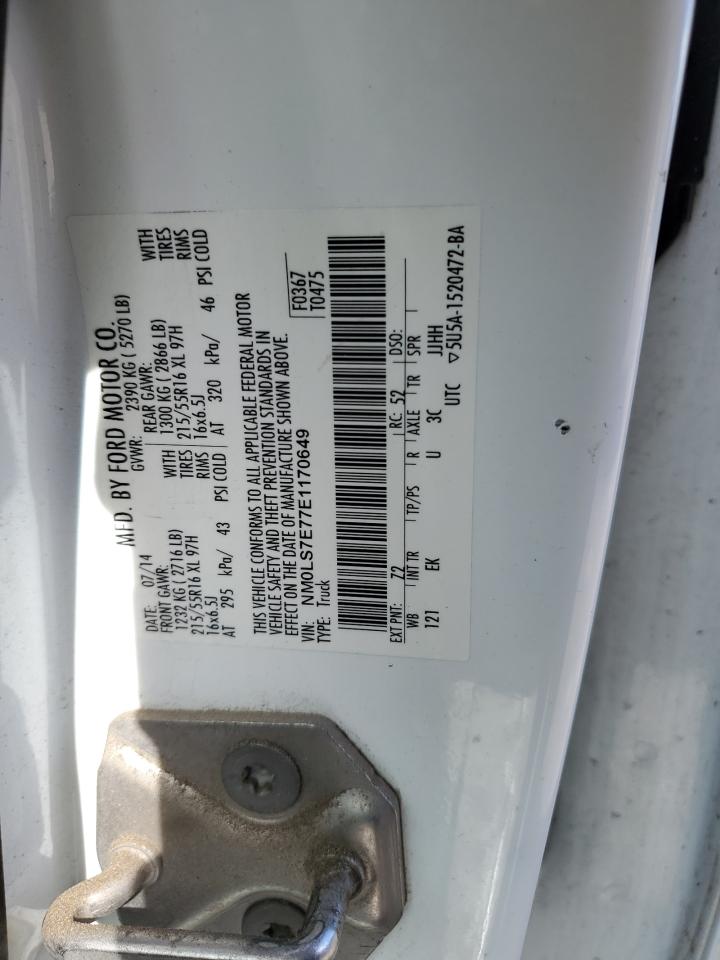 2014 Ford Transit VIN NM0LS7E77E1170649 Copart auction photo, all over damage thumbnail 12