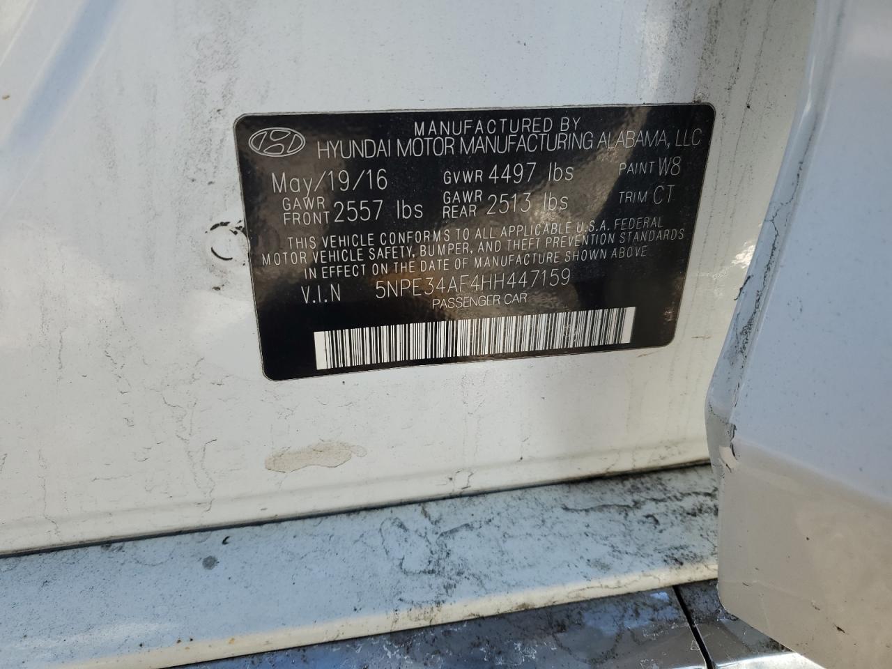 2017 Hyundai Sonata VIN 5NPE34AF4HH447159 Copart auction photo, side / front end damage thumbnail 12