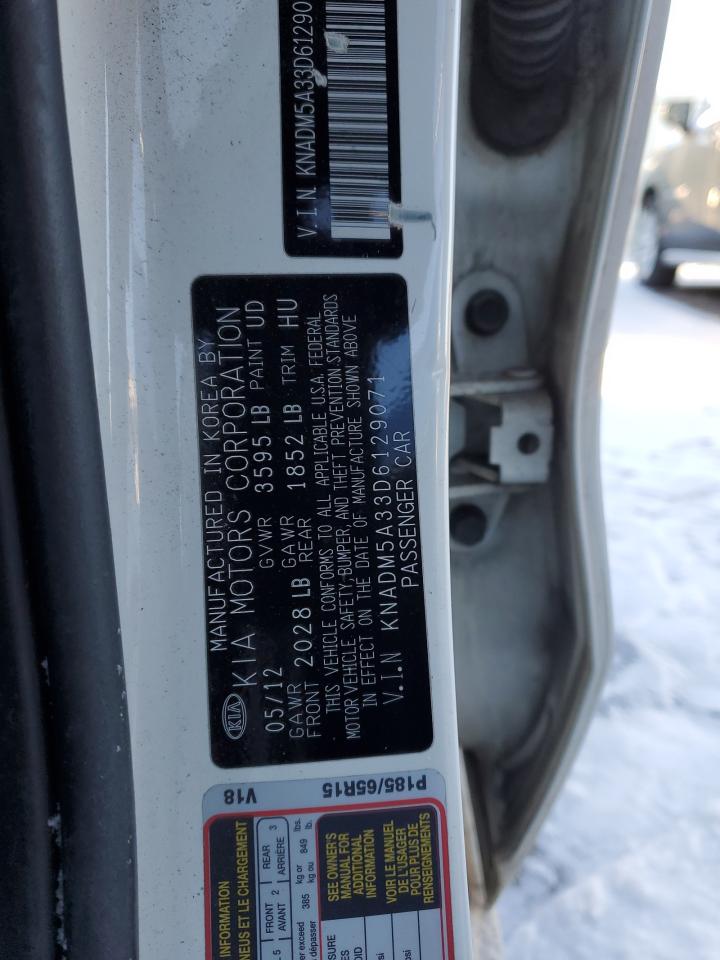 2013 KIA Rio VIN KNADM5A33D6129071 Copart auction photo, front end / rear end damage thumbnail 12