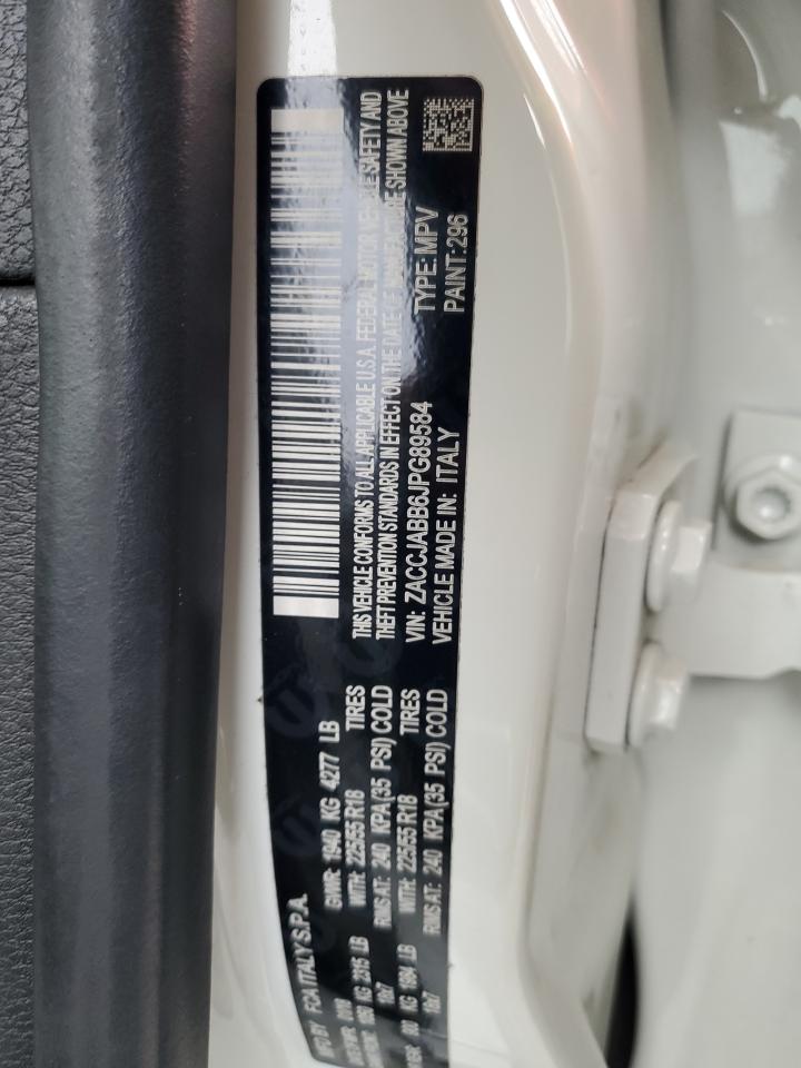 2018 Jeep Renegade VIN ZACCJABB6JPG89584 Copart auction photo, rear end / side damage thumbnail 14