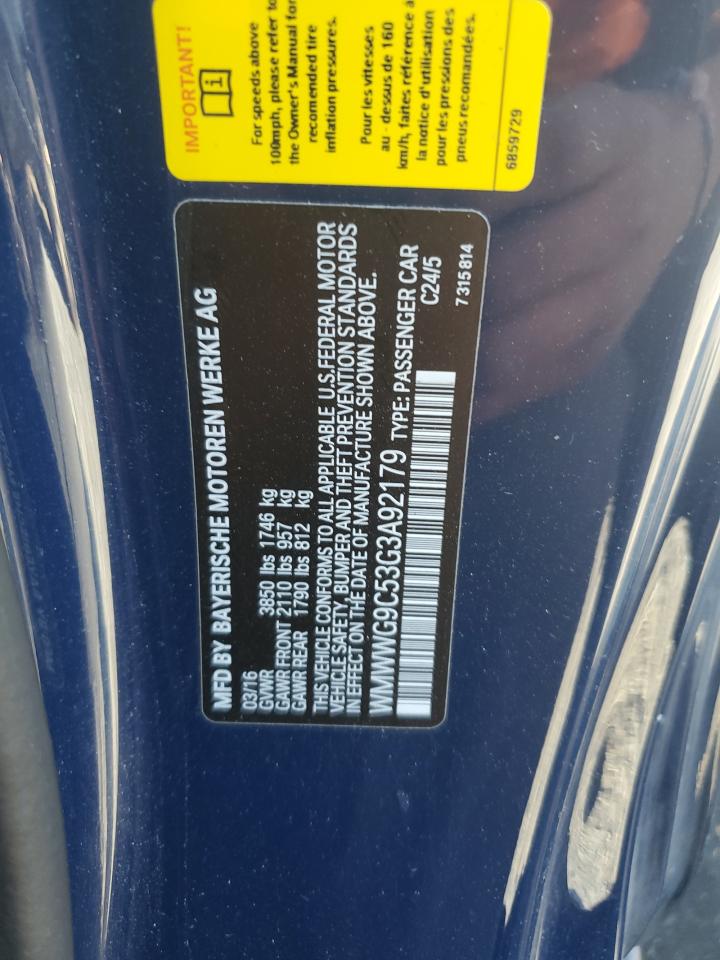 2016 MINI Cooper VIN WMWWG9C53G3A92179 Copart auction photo, top/roof damage thumbnail 12