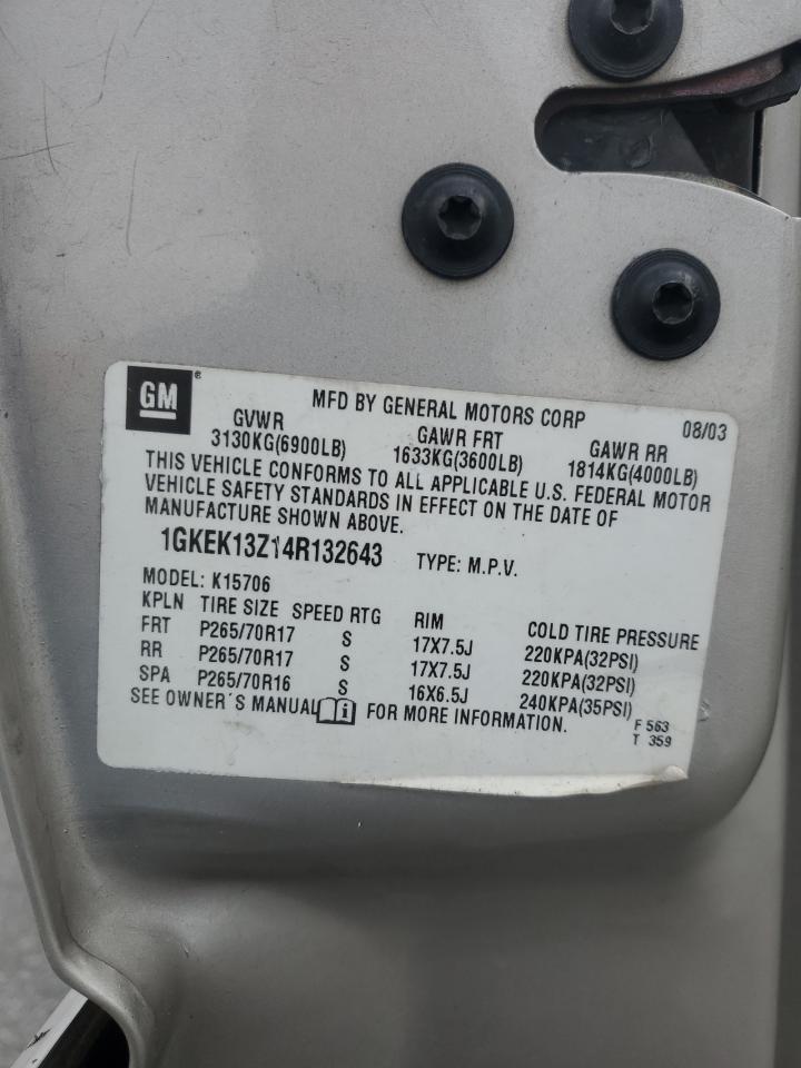 2004 GMC Yukon VIN 1GKEK13Z14R132643 Copart auction photo, all over damage thumbnail 15