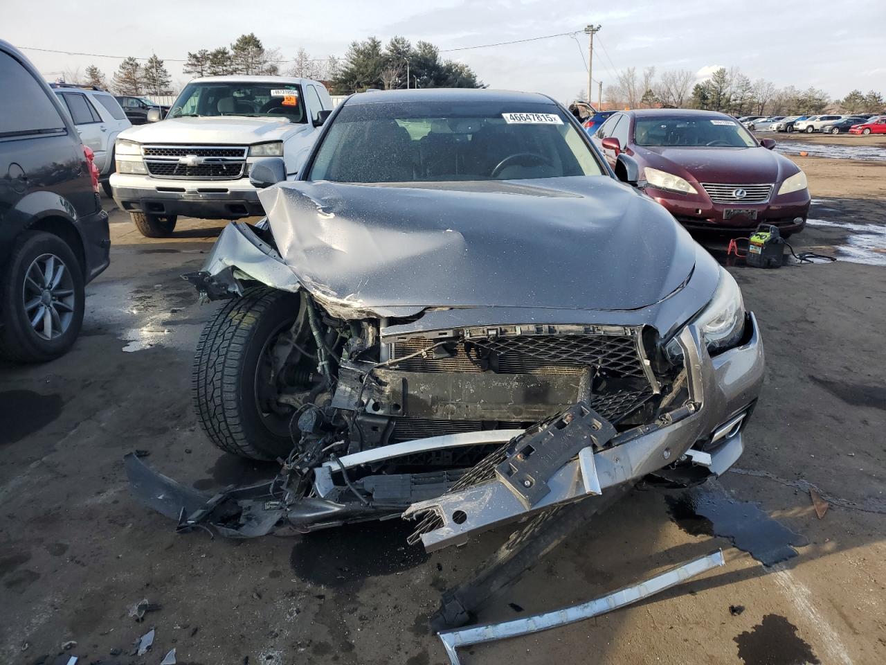 2014 Infiniti Q50 VIN JN1BV7AR3EM684707 Copart auction photo, front end / side damage thumbnail 5