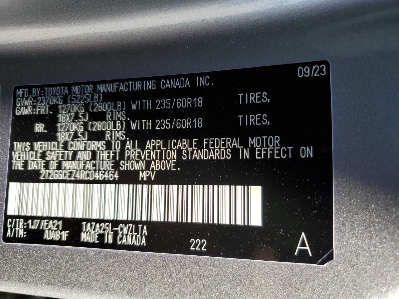 2024 Lexus NX VIN 2T2GGCEZ4RC046464 Copart auction photo, front end / rear end damage thumbnail 13