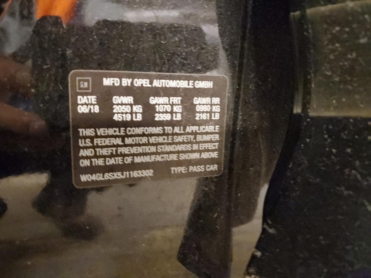 2018 Buick Regal VIN W04GL6SX5J1163302 Copart auction photo, front end damage thumbnail 13
