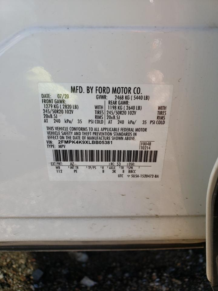 2020 Ford Edge VIN 2FMPK4K9XLBB05381 Copart auction photo, hail damage thumbnail 13