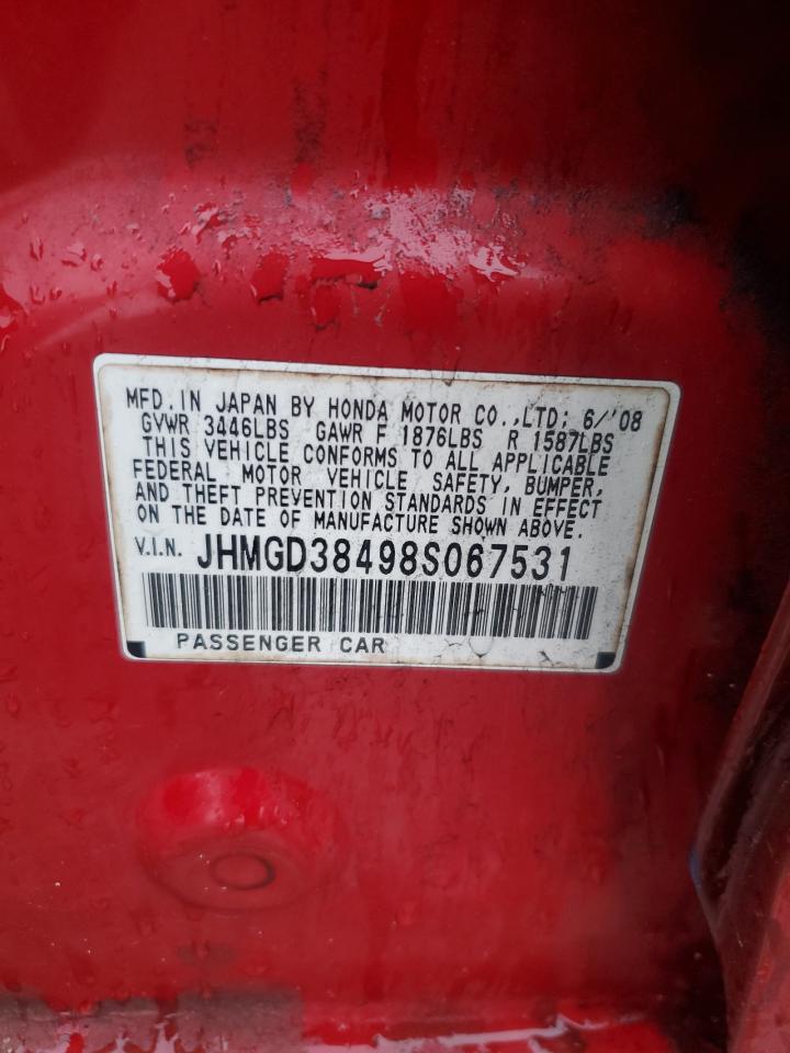 2008 Honda Fit VIN JHMGD38498S067531 Copart auction photo, front end damage thumbnail 15