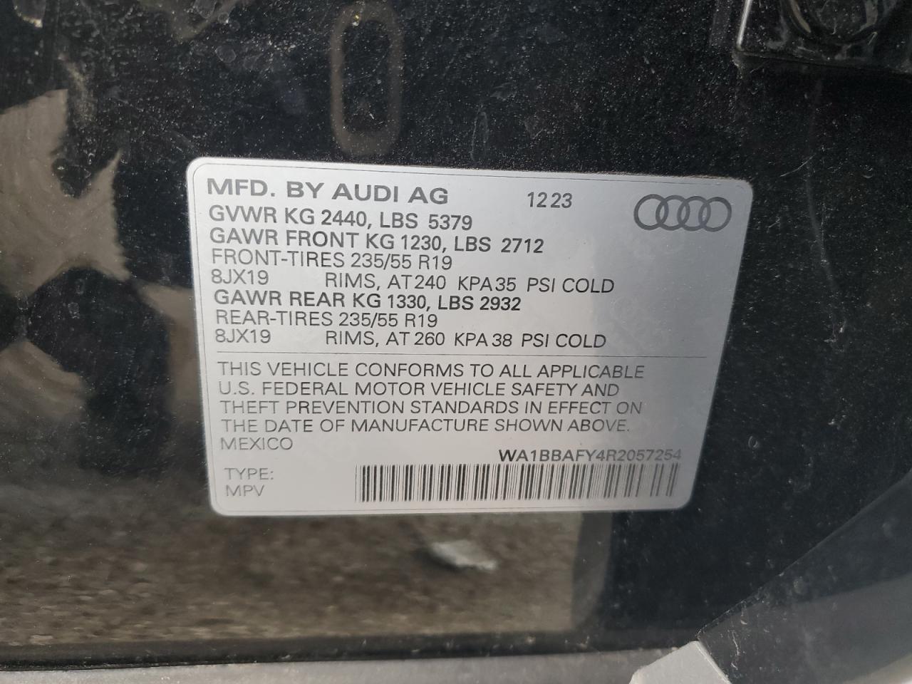 2024 Audi Q5 VIN WA1BBAFY4R2057254 Copart auction photo, side damage thumbnail 14