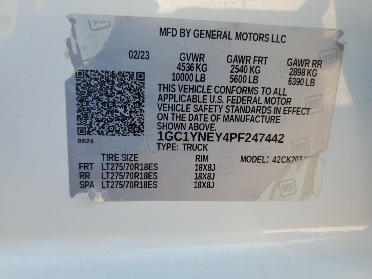 2023 Chevrolet Silverado VIN 1GC1YNEY4PF247442 Copart auction photo, all over damage thumbnail 13