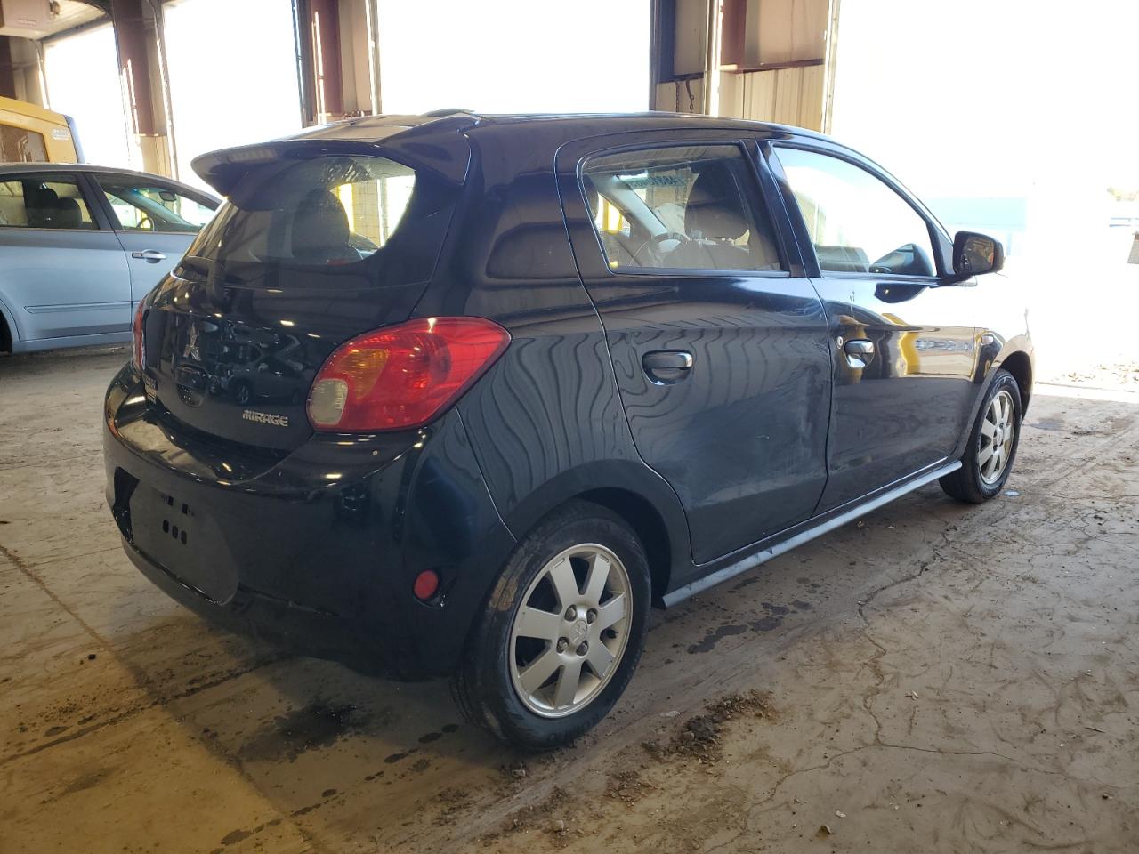 2014 Mitsubishi Mirage VIN ML32A4HJ5EH012831 Copart auction photo, side / rear end damage thumbnail 3