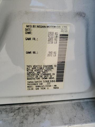 2015 Nissan Altima VIN 1N4AL3AP2FC598386 Copart auction photo, front end / minor dent/scratches damage thumbnail 12