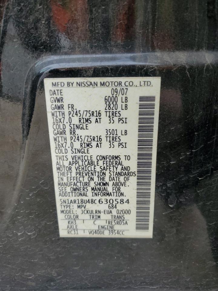 2008 Nissan Pathfinder VIN 5N1AR18U48C630584 Copart auction photo, minor dent/scratches damage thumbnail 13