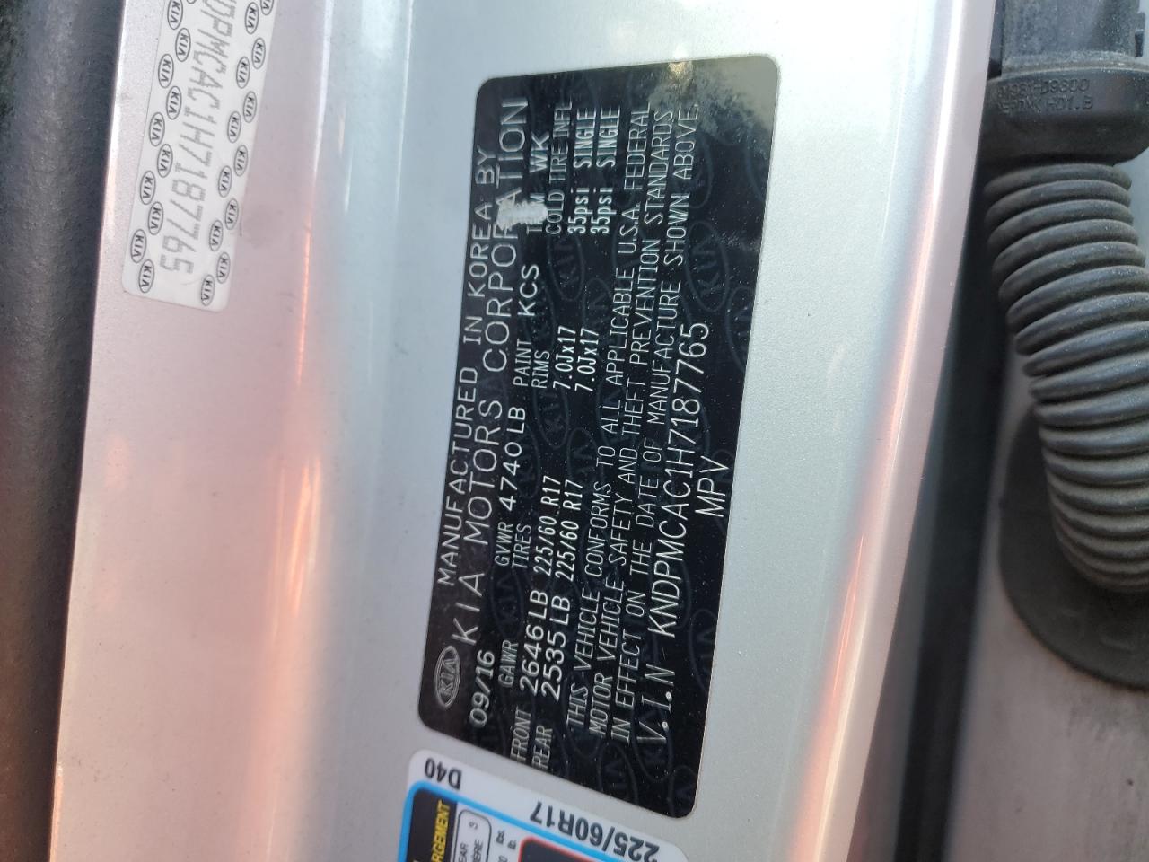 2017 KIA Sportage VIN KNDPMCAC1H7187765 Copart auction photo, front end / rear end damage thumbnail 14