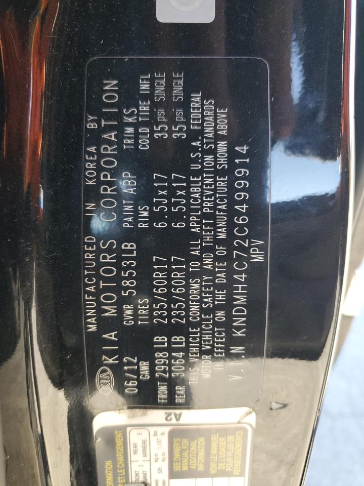 2012 KIA Sedona VIN KNDMH4C72C6499914 Copart auction photo, rear end damage thumbnail 13