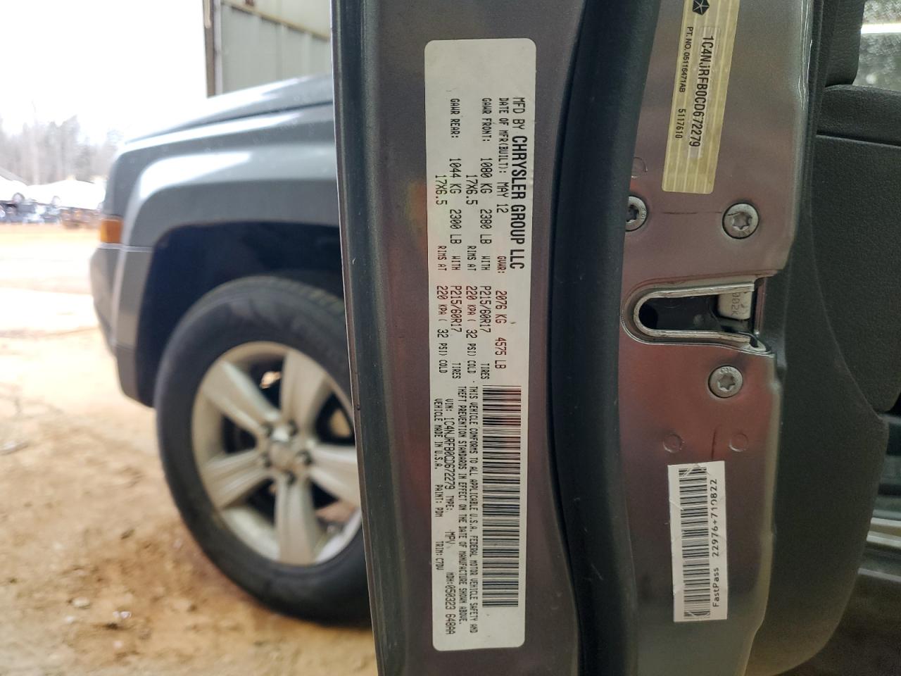 2012 Jeep Liberty (Patriot) VIN 1C4NJRFB0CD672279 Copart auction photo, front end damage thumbnail 13