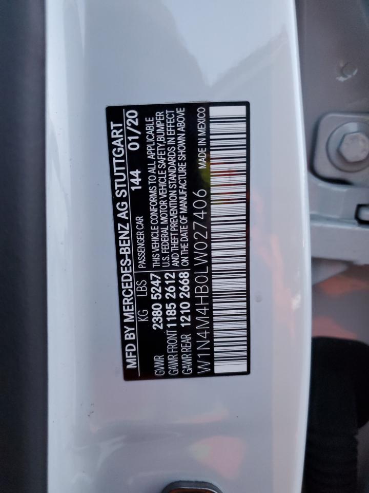 2020 Mercedes-Benz GLB VIN W1N4M4HB0LW027406 Copart auction photo, front end / minor dent/scratches damage thumbnail 13
