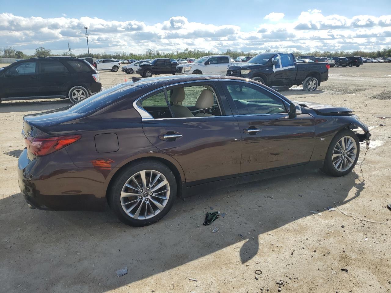 2018 Infiniti Q50 VIN JN1EV7AP4JM364740 Copart auction photo, front end / side damage thumbnail 3