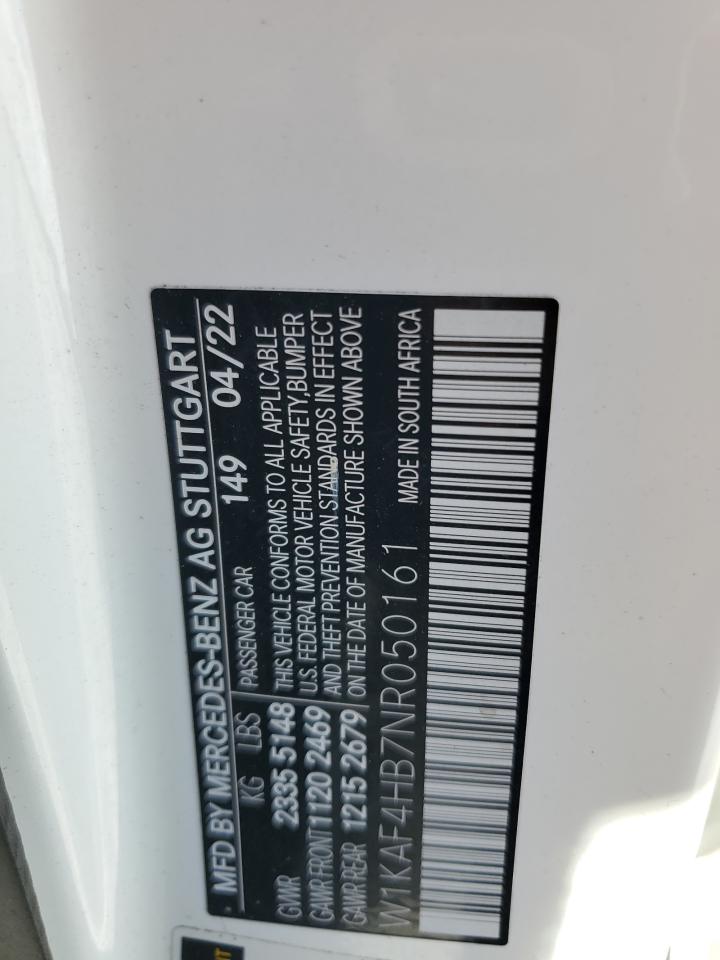 2022 Mercedes-Benz C-klasse VIN W1KAF4HB7NR050161 Copart auction photo, all over damage thumbnail 12