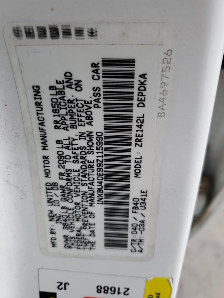 2009 Toyota Corolla VIN 1NXBU40E99Z115990 Copart auction photo, rear end damage thumbnail 12