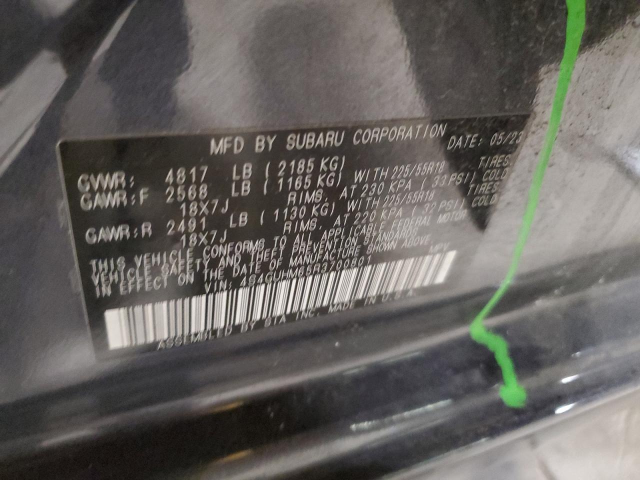 2024 Subaru XV VIN 4S4GUHM65R3700801 Copart auction photo, front end / minor dent/scratches damage thumbnail 13