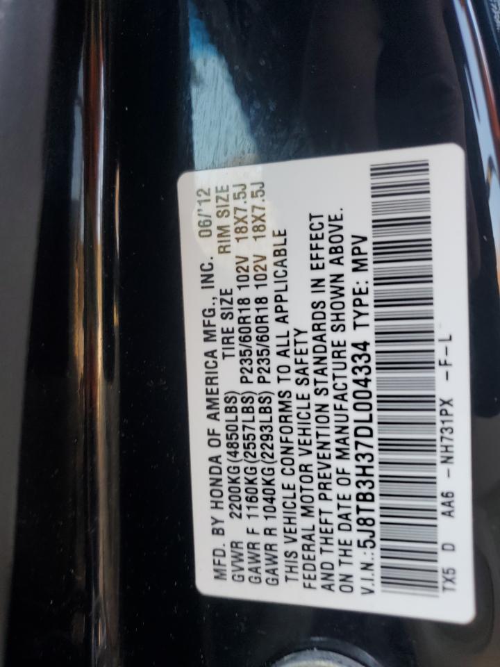 2013 Acura RDX VIN 5J8TB3H37DL004334 Copart auction photo, front end damage thumbnail 12